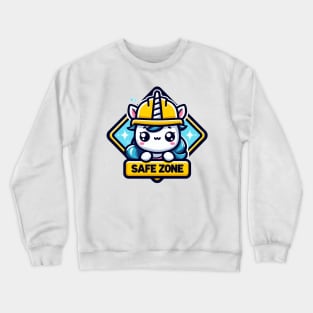 Kawaii unicorn in hardhat safe zone Crewneck Sweatshirt